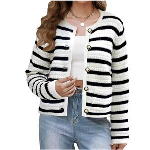 Striped Black and White Women's Sweater